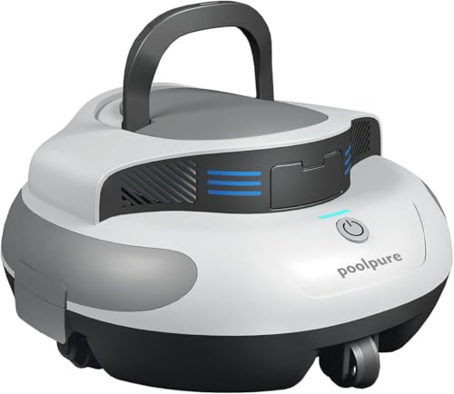 POOLPURE Poolrobot Piscina, 5000mAh Pulizia Doppio Motore, Doppelter Hall-Sensor, Display LED, Parcheggio Automatico, IPX8 Impermeabile, Kabelloser Poolsauger
