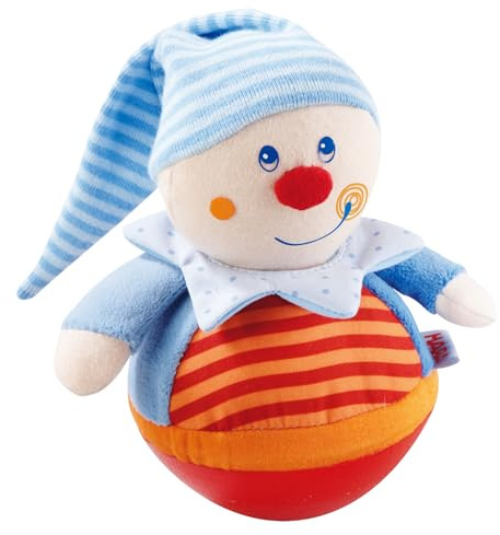 HABA Stehauffigur Kasper – Motorikspielzeug mit Wackel- & Klingeleffekt für Babys ab 6 Monaten – Weiches Stoffmaterial – 1005849001