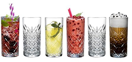 Pasabahce 52820 Longdrink Glas „Timeless“ im Kristall-Design, Höhe ca. 14,3 cm, 6er Set aus Glas