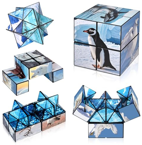 Sternenwürfel Unendlichkeitswürfel Zappelphilipp für Kinder, Puzzle-Würfel für Kinder von 3+ Jahren, Arktische/Antarktische Tiere Würfelspaß Spielzeug für Jungen Mädchen (Polar Serie)
