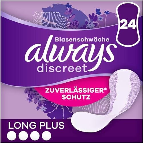 Always Discreet Inkontinenz-Slipeinlagen für Frauen Long Plus Stück 24, Absorbieren Gerüche Und Nässe, Verhindern Auslaufen