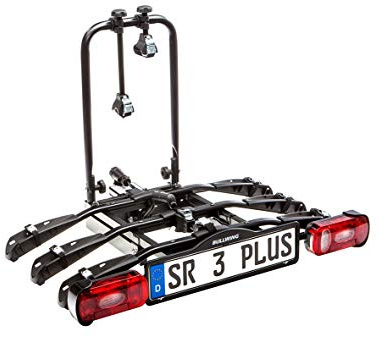 Bullwing SR3+ Fahrradträger für 3 Fahrräder auf die Auto Anhängerkupplung abklappbar (Spezialverschluss, Diebstahlschutz mit Vorhängeschloss, 3X Rahmenhalter Nicht abschließbar, Wandhalter)