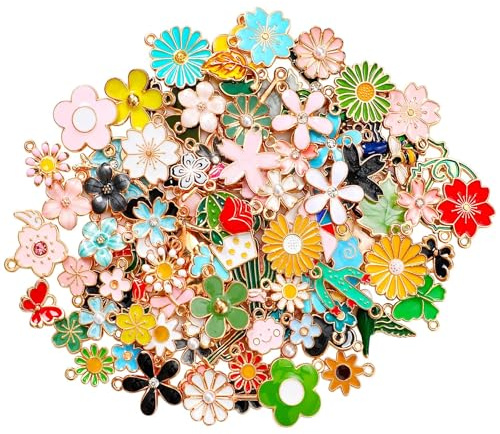 MARFOREVER 120 Stück Charms Anhänger, Emaille Charme Anhänger zur Schmuckherstellung für selbstgemachte Halsketten Armbänder Herstellung und Dekoration