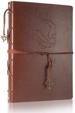 ThxMadam Fotoalbum zum Selbstgestalten,Scrapbook Album zum einkleben,Foto Buch,Vintage Leder Stammbuch Gästebuch,Geschenk für Weihnachten Hochzeit Jahrestag Valentinstag Geburtstag Muttertag