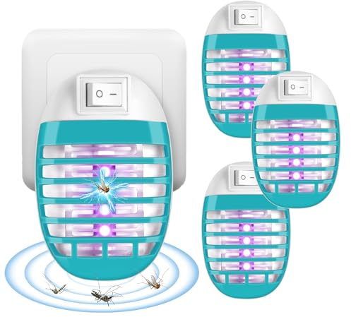 AOOWU Mückenstecker, 4 Stück Insektenvernichter Elektrisch, Mückenlampe, Elektrisch Mückenfalle mit UV-Licht, Mückenabwehr Protec für Fliegen, Mücken, Motten, Küche, für Schlafzimmer, Indoor