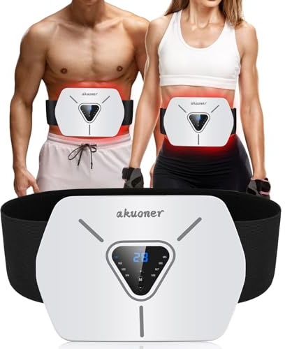 KANGLANKAN EMS Muskelstimulator, EMS Trainingsgerät, integrierter EMS Bauchtrainer, 8 Modi und 30 Stufen, elektrischer EMS Bauchmuskeltrainer für Männer und Frauen (Grau)
