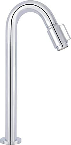 Saqu Essential 2.0 Kaltwasserhahn Gäste WC - 30 cm Hoher Waschtischarmatur - Messing - Mit Rosetten - Chrom - Waschbecken - Armatur