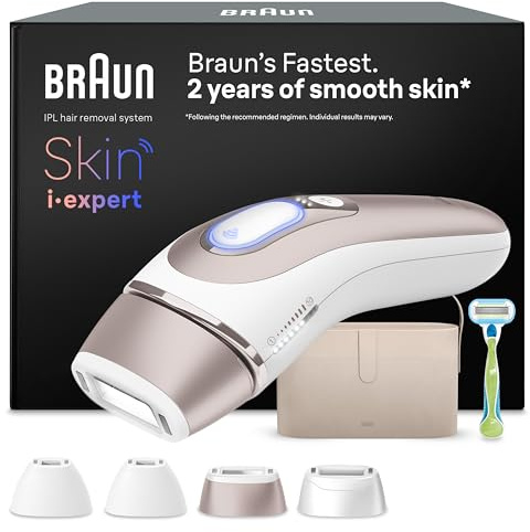 Braun Smart IPL Geräte Haarentfernung Skin i·expert 7, PL7387, Weiß/Rosegold - Alternative Laser Haarentfernung für Zuhause, Dauerhafte Haarentfernung, Inkl. Etui, Venus Rasierer Und 4 Aufsätze