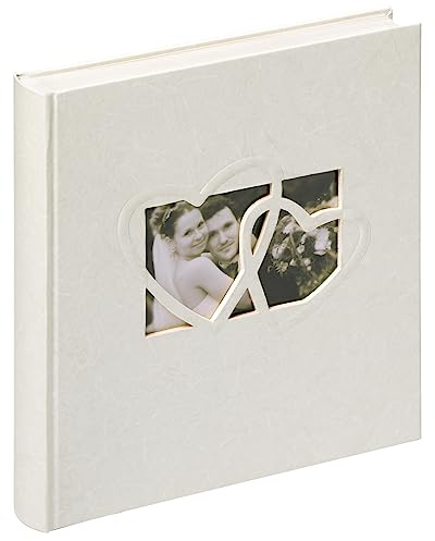 walther design Fotoalbum weiss 28 x 30,5 cm Leineneinband, Hochzeitsalbum Sweet Heart UH-123