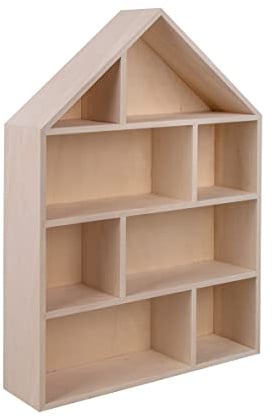 Rayher Holz-Setzkasten Haus, 30 x 43 x 8 cm, 8 Abteilungen, zum Hängen, Holzbox in Hausform, FSC zertifiziert, zum Basteln und Bemalen, 64507505, Natur
