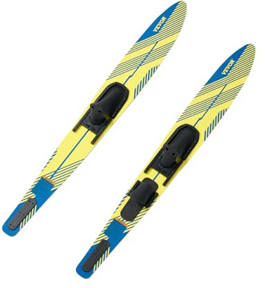 VEVOR Wasserski (1702 mm) mit X-9 verstellbaren Hufeisenbindungen & gepolsterter hinterer Zehenplatte, Hochglanz-UV-Beschichtung, Wasserski-Kombination für Erwachsene bis 136 kg