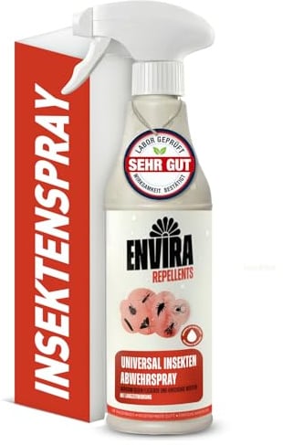Envira Universal Insektenspray 500 ml - Ungezieferspray gegen Insekten in der Wohnung - Abwehrspray gegen Silberfische, Trauermücken, Fruchtfliegen, Kakerlaken, etc - Dezenter Zitrusduft, geruchsarm