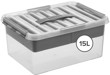 Sunware Q-line Aufbewahrungsbox mit Fächern 15L - 40x30x18cm - box mit fächern und deckel - transparent metaal