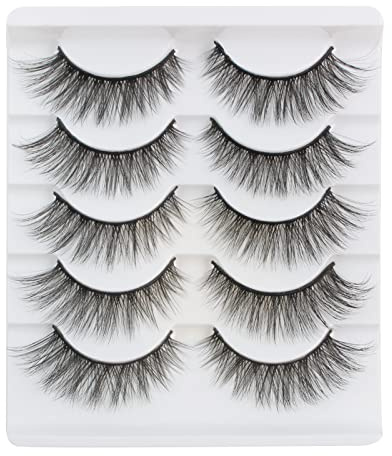 Künstliche Wimpern Katzenauge 3D Falsche Wimpern Natürlich Look 5 Paar Streifenwimpern Dünne Band Weich Cat Eye Lashes Fluffy Fake Eyelashes Wiederverwendbar Faux Mink Nerzwimpern Von Glowing Win