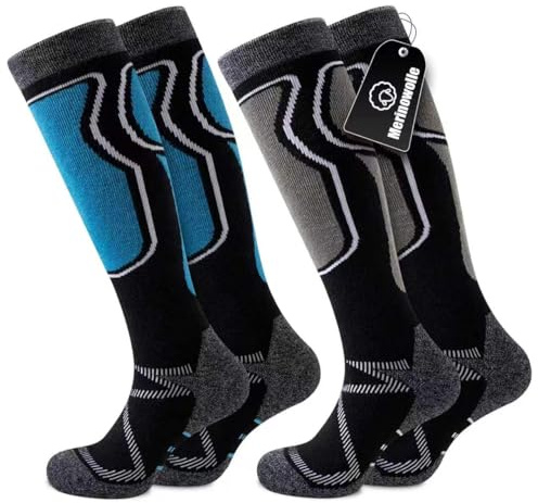 Effeet Merino Skisocken für Damen & Herren, 2 Paar, gepolstert
