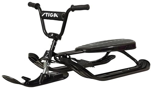 STIGA Schlitten Snowracer Rennrodel SX Color Pro Schwarz Lenkschlitten, 120 x 50 x 37 cm