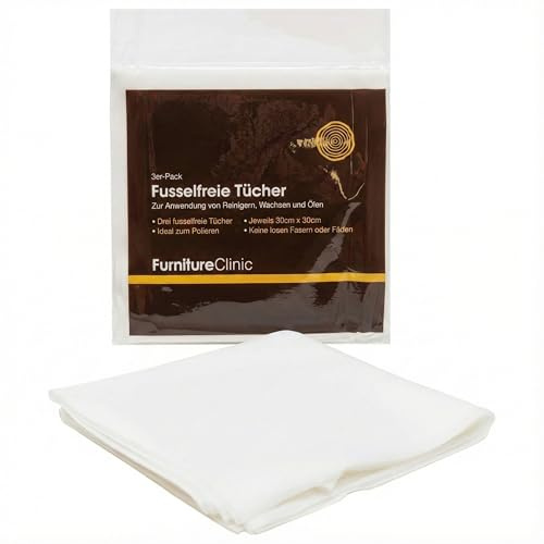 Furniture Clinic fusselfreie Reinigungstücher im 3er-Pack, zum Reinigen, Ölen von Holzmöbeln, Auftragen von Holzwachsen und mehr, 3 Stück