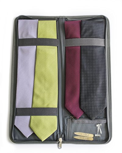 LeanTravel Premium Tie Case Organizer für die Reise mit Aufbewahrungstasche für Manschettenknöpfe und kleine Accessoires