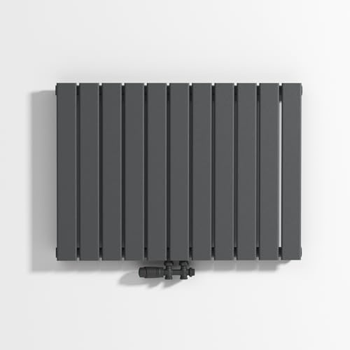 VANCOCO Design Heizkörper Mittelanschluss, Flachheizkörper 600×836 mm Anthrazit, Einlagig Wandheizkörper für Wohnzimmer und Schlafzimmer, Paneelheizkörper