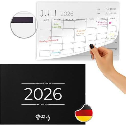 Finoly Magnetischer Kalender 2027 von Juli 2026 bis Dezember 2027 (18 Mon) | Kalender Magnetisch Kühlschrank 2027 | Monatsplaner Magnetisch mit Magnet