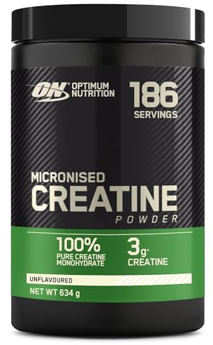 Optimum Nutrition Mikronisiertes Kreatin Pulver, Geschmacksneutral, 634g, 186 Portionen