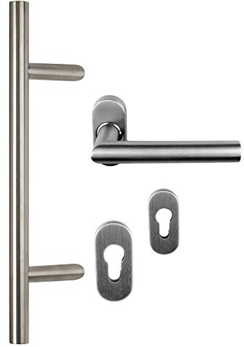 Haustürbeschlag Edelstahl Set 1020 Stoßgriff-Länge: 400mm
