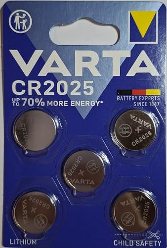 VARTA Batterien Knopfzellen CR2025, 5 Stück, Power on Demand, Lithium Coin, 3V, kindersichere Verpackung, für elektronische Kleingeräte - Autoschlüssel, Fernbedienungen, Waagen