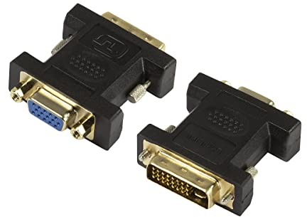 Logilink AD0001 - DVI-Adapter, DVI-I (24+5 - Dual Link) Stecker zu VGA (HD15) Buchse, Auflösung Full HD bis zu 1080p (1920 x 1200), Schwarz