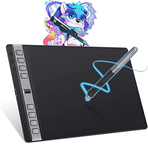 HUION Inspiroy 2 L Grafiktablett, 8 Tasten + Scroller | 8192 Druckstufen Batterieloser Stift, Für Windows Mac Linux Android ChromeOS, Tragbar
