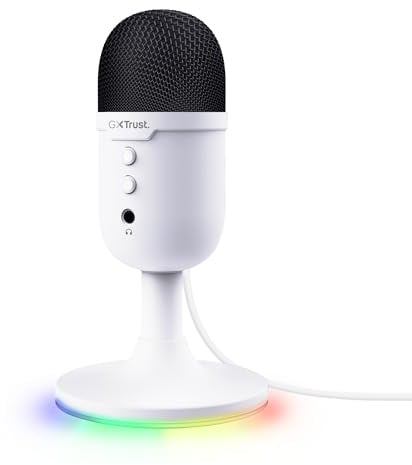 GXTrust Yami USB Streaming Mikrofon PC Podcast Twitch Discord ASMR, Weiß | Kondensator Gaming Mikrofon Nierencharakteristik, Stummschaltung, RGB Beleuchtung