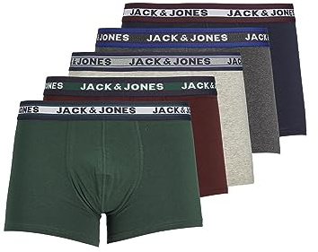 JACK & JONES Herren Jacoliver Trunks 5 Pack Boxershorts, Dark Grey Melange, M EU