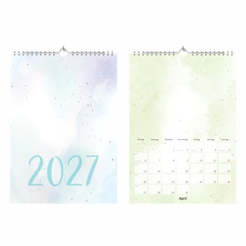 A4 2027 Fotokalender zum selbstgestalten - Bastelkalender Kreativkalender Watercolor Wasserfarben Aquarell - mit Feiertagen 1 Deckblatt + 12 Kalenderblätter