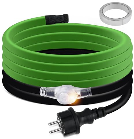 4M Heizkabel mit Thermostat, 35W/m Selbstregulierendes Frostschutz Heizkabel mit Betriebsanzeigeleuchte, Begleitheizung Wasserleitung von Wasserleitungen, Dachrinnen und Weidetränken, IP68