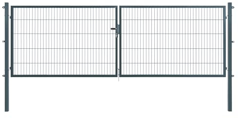 Doppeltor | extra breit, B400 x H100 cm | Anthrazit RAL 7016 | Doppelflügeltor inkl. Torpfosten & Schließzylinder | verzinkt & pulverbeschichtet | UV- und witterungsbeständig