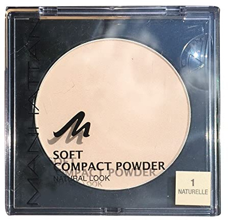 Manhattan Soft Compact Powder, Helles Kompakt Puder mit Puderquaste für einen matten, ebenmäßigen Teint, Farbe Naturelle 1, 1 x 9g
