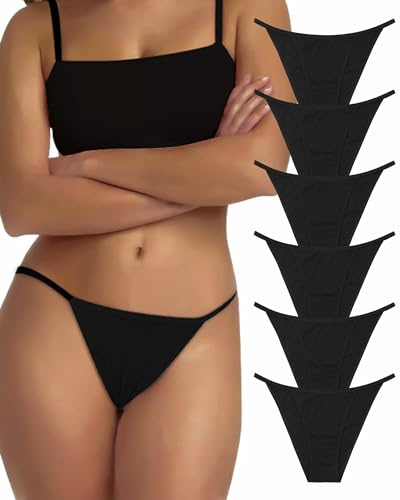 Levao Baumwolle Brazilian Slip Damen String Unterwäsche Frauen 6er Pack | Unterhosen Tanga,Atmungsaktiv Sport Thongs,Bikini Lingerie Sexy,Panties Bequeme,Brazilian Slips Low Waist Mehrpack S-2XL