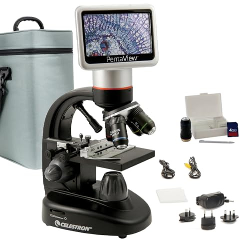 Celestron 44348 PentaView LCD Digitalmikroskop, 40- bis 60-fache Vergrößerung, Schwarz/Silber
