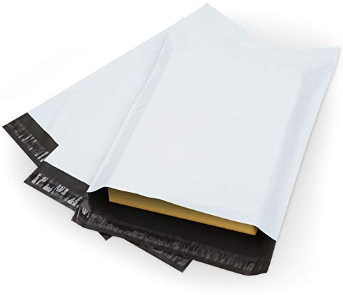 Anstore 60 Versandtaschen Vinted, Versandbeutel Plastik Versandtaschen 300x400mm, Selbstklebend und Blickdicht, Plastik Versandtüten für Kleidung und Textilien, Weiße