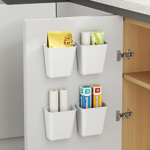 Collazoey 4 Stück Selbstklebende wandmontierte Aufbewahrungsbox | Küchenschranktür Aufbewahrungsbox,Badezimmer Organizer,für Schrank,Kühlschrank Kleine Gegenstände Organizer Aufbewahrungsbox