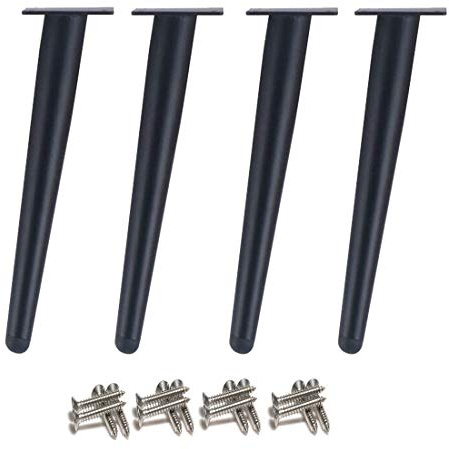 Drenky 4 Stück Schräge Tischbeine, Metallschrankbeine, Kegel Möbelbeine, 201 Edelstahl,Schwarz, 40 cm Höhe, No-Slip Silent Base Platzierung für Sofas, Tische und andere Möbelbeine