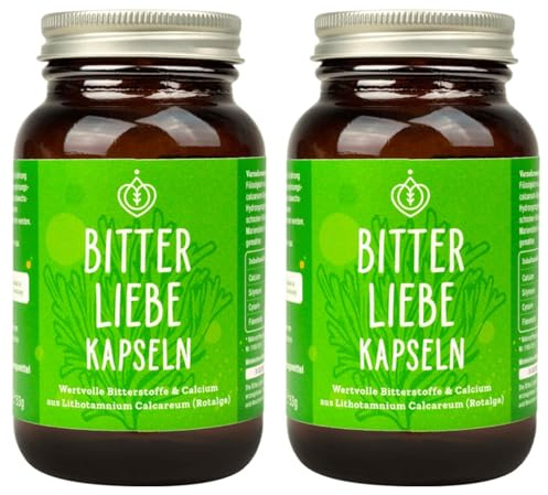 BitterLiebe Bitterstoffe Kapseln - Bitterkräuter, Mariendistel, Löwenzahn, Artischocke hochdosiert - Bitter tropfen in Kapselform - Rezeptur nach Hildegard von Bingen - vegan