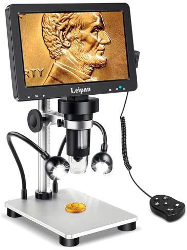 Leipan 7 LCD Mikroskop Digital 1200X mit Bildschirm, 12MP USB Microscope für 1080P Video, inkl., Beleuchtung & Fernbedienung, Kompatibel mit Windows/Mac OS