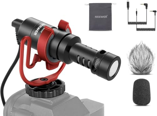 NEEWER Plug & Play Vlog Mikrofon 20–20kHz Mini Supernieren Mic mit 3,5mm TRS USB C OTG Kabel Stoßhalterung Windschutzscheibe kompatibel mit iPhone 16 15 14 Samsung S24 Android Tablet Mac Kamera VM10