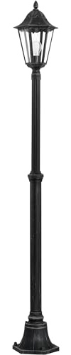 EGLO Außen-Stehlampe Navedo, 1 flammige Außenleuchte, Stehleuchte aus Aluguss in Schwarz, E27 Fassung, H 200 cm, IP44
