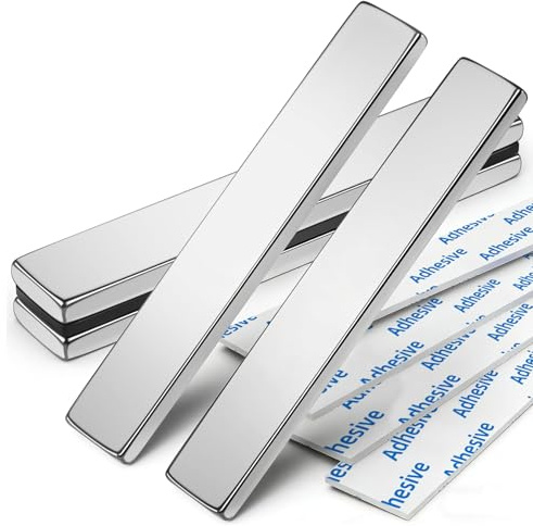 FINDMAG 4 Magnete Stark, 60 × 10 × 3 mm Kühlschrankmagnete für Magnettafel | Flache Seltenerd-Ausführung，doppelseitigem Klebstoff, hoher Haftkraft und vielseitiger Nutzung für Haushalt Büro und DIY