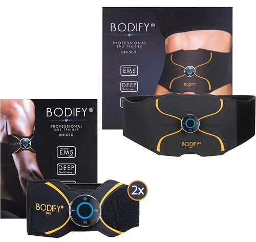 Bodify® 3in1 EMS Trainingsset Pro - Gezielte Stimulation der Muskulatur! - Ganzkörper Muskelaufbau - Stimulationsgerät Bauch Arm Bein Muskeln - Muskeltrainer für Männer und Frauen - DAS ORIGINAL