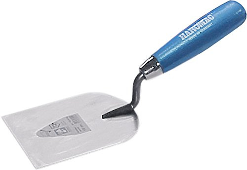 HAROMAC Stukkateurspachtel, Made in Germany, 50 mm, gehärtet und geschliffen, Rostfrei, Edelstahl, Holzgriff in blau,Gipserspachtel, Gipserkelle