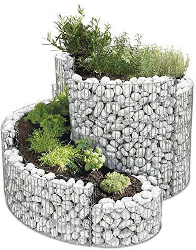 bellissa - XXL Gabionen-Kräuterschnecke aus Metall – Bausatz mit 140 x 110 cm (Grundfläche) in Premium Qualität – Exklusive Kräuterspirale als dekoratives Kräuterbeet aus Steinkörben für den Garten