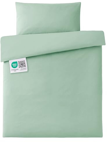 MAKIAN Bettwäsche Baby Kinder 100x135, 40x60 cm | 100% Baumwolle, atmungsaktiv, pflegeleicht | Babybettwäsche Set mit Hotelverschluss, Oeko-Tex Zertifiziert (Eisgrün)