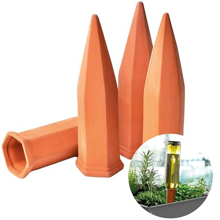 BioGreen 4er-Set Bewässerungssystem Hydro Wine für Balkon- und Kübelpflanzen | Gießkegel aus Ton passend für Weinflaschen I Wasserspender für Topfpflanzen | kein Übergießen und Austrocknen